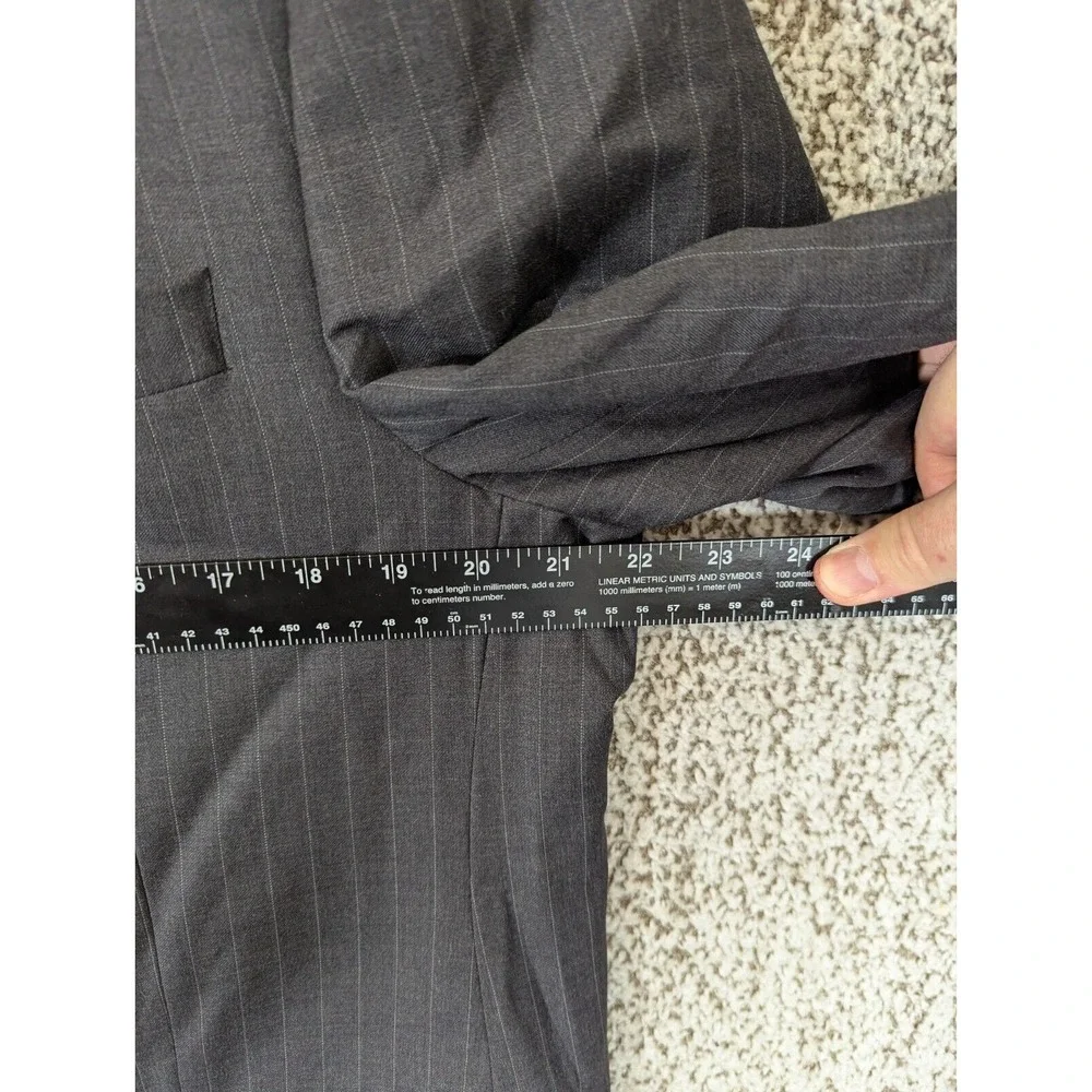 LRL Ralph‎ Lauren Sport Coat Mens 42R Grey Striped 1990s Virgin Wool Blazer Vtg - Picture 7 of 16
